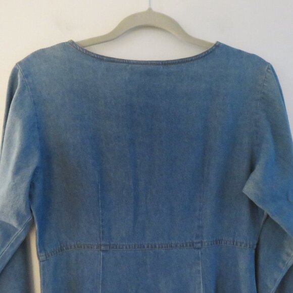 VINTAGE NEVADA JEANSWEAR Light Denim Pearl Snap Maxi Dress - Size 10 - Picture 12 of 15